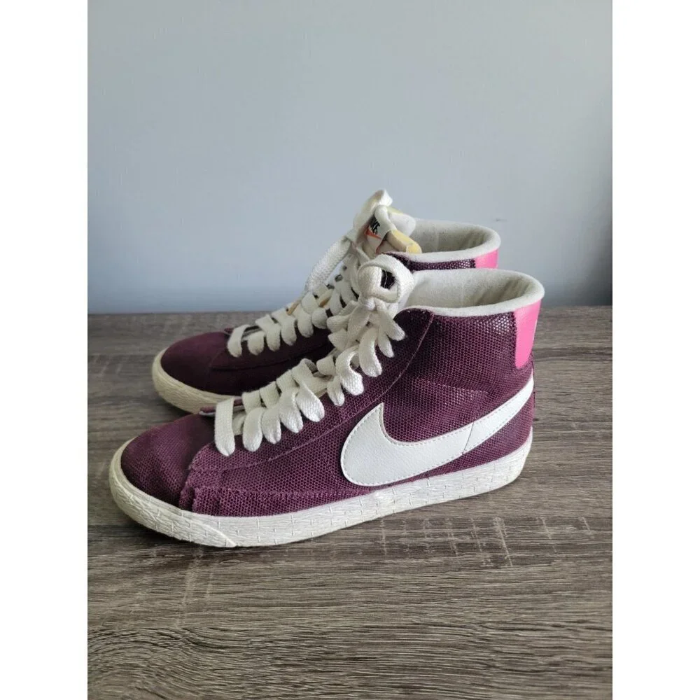 NIKE BLAZER MID TRAINERS SIZE 7.5 Y LEATHER HIGH TOP GYM 518171-611